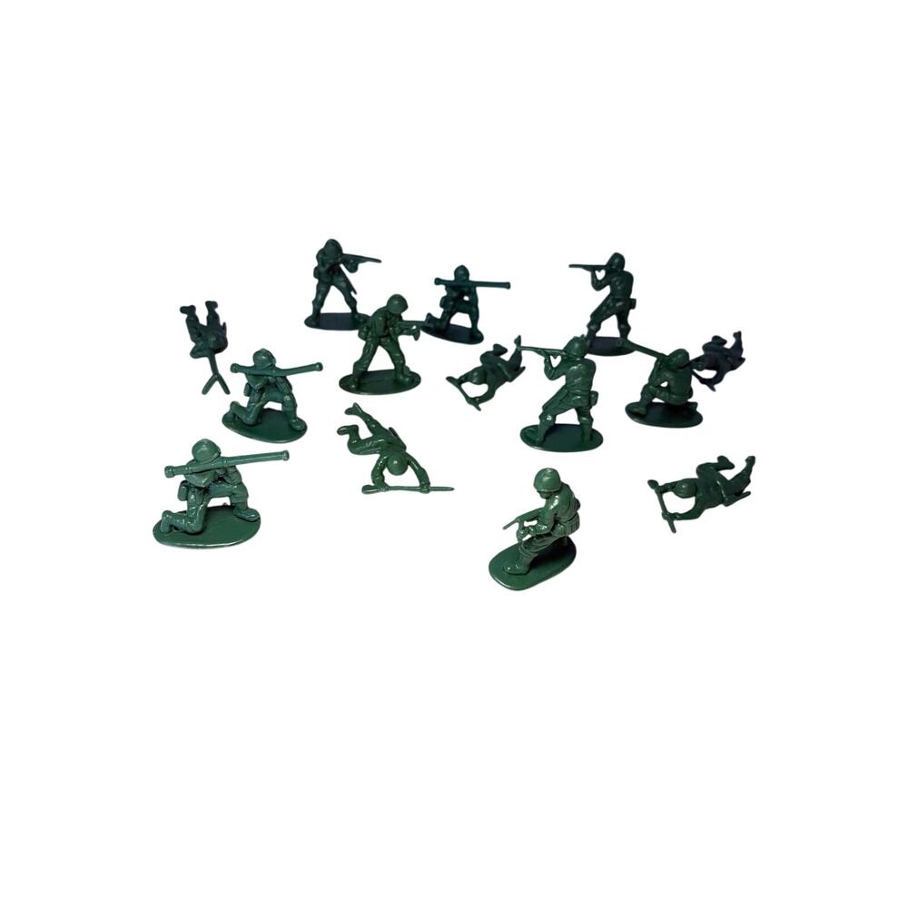 1970s Vintage Green 14 Plastic 1" Army Men Bundle Hong Kong